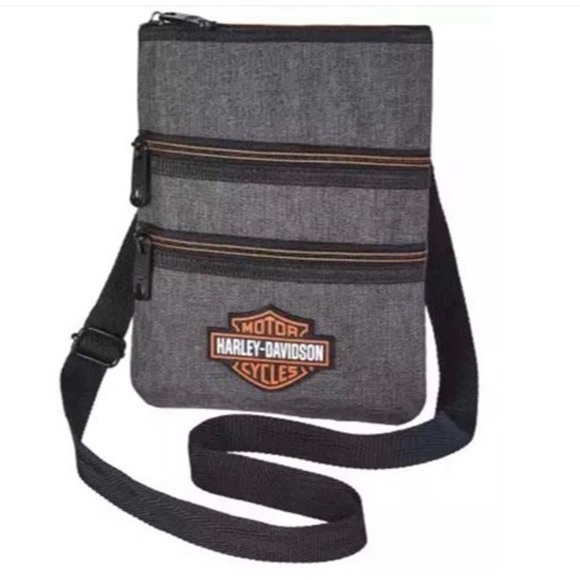 Harley-Davidson Handbags - Harley-Davidson Heather Gray Crossbody Sling Bag Shield Logo NWT